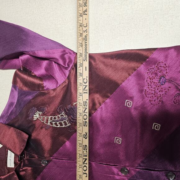 Marsh Landing Womens Asian Inspired Patchwork Jacket Size Med Embroidere Artsy - Picture 7 of 9